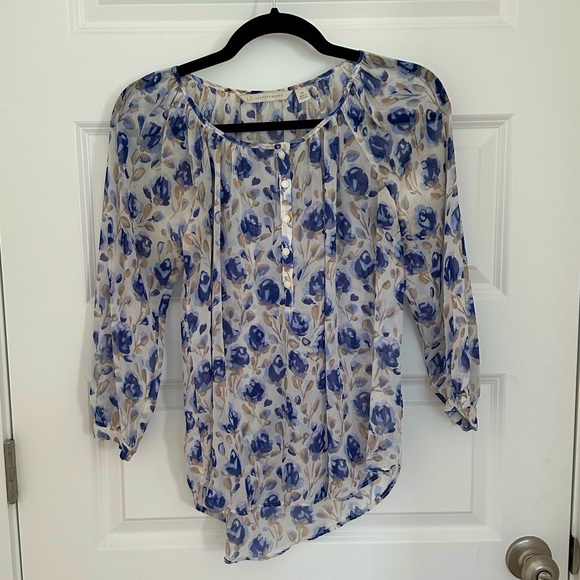 LC Lauren Conrad floral flowy blouse top - Picture 1 of 10
